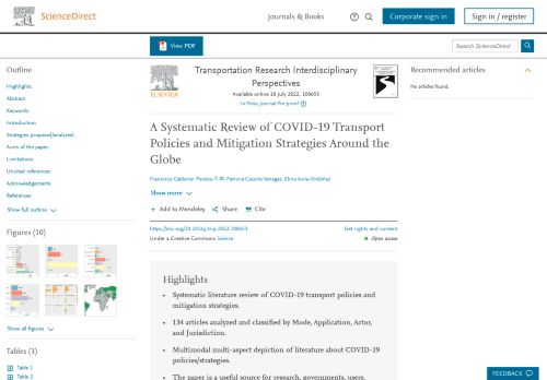 A Systematic Review Of COVID-19 Transport Policies And Mitigation ...