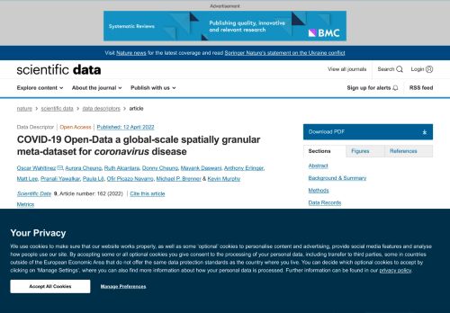 COVID-19 Open-Data A Global-scale Spatially Granular Meta-dataset For ...