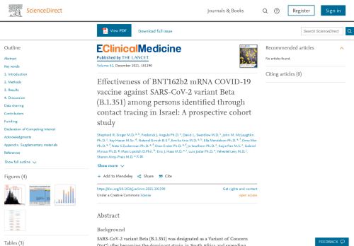 Effectiveness Of BNT162b2 MRNA COVID-19 Vaccine Against SARS-CoV-2 ...