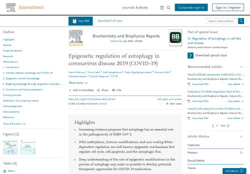 Epigenetic regulation of autophagy in coronavirus disease 2019 (COVID ...