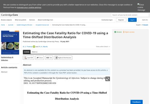 Estimating the Case Fatality Ratio for COVID-19 using a Time-Shifted ...