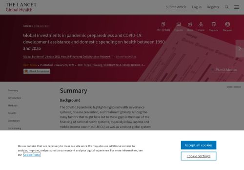 Global investments in pandemic preparedness and COVID-19: development  assistance and domestic spending on health between 1990 and 2026 - The  Lancet Global Health