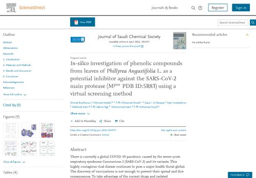 In-silico investigation of phenolic compounds from leaves of Phillyrea ...