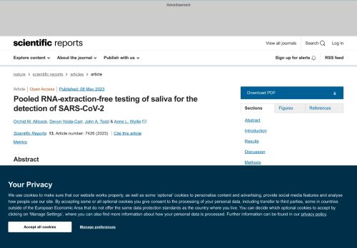 Pooled RNA-extraction-free Testing Of Saliva For The Detection Of SARS ...