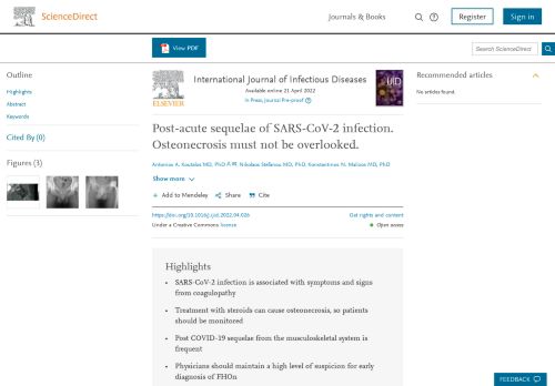 Post-acute sequelae of SARS-CoV-2 infection. Osteonecrosis must not be ...