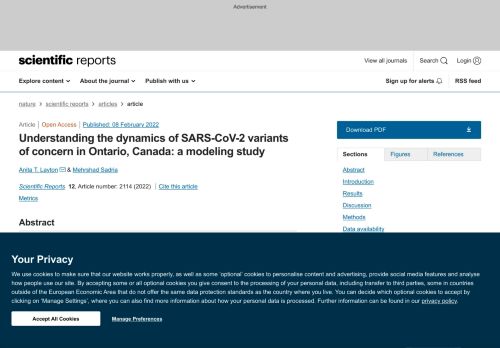Understanding the dynamics of SARS-CoV-2 variants of concern in Ontario ...